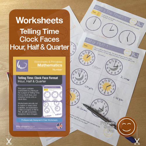 Telling Time | Worksheets/Printables | Hour, Half and Quarters Clock Faces