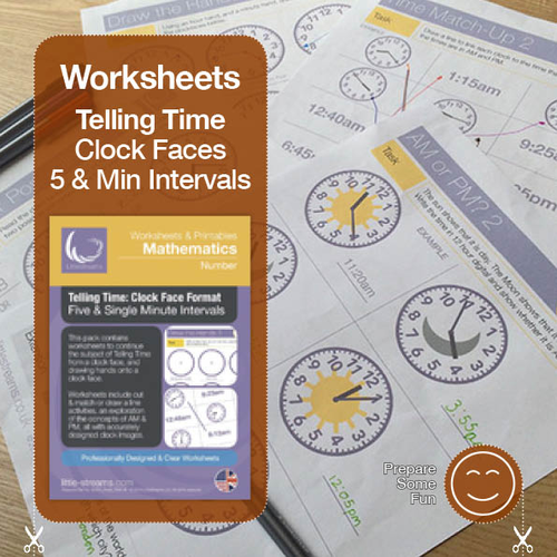 Telling Time | Worksheets/Printables | Five and Minute Interval Clock Faces