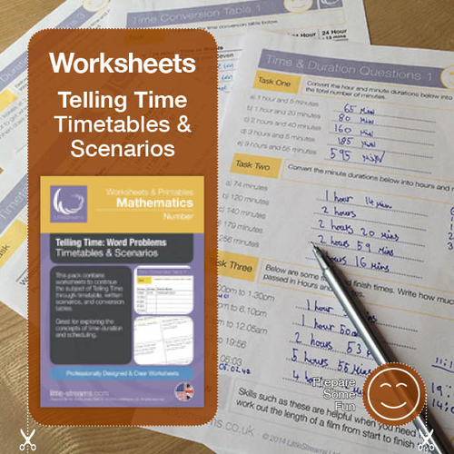 Telling Time | Worksheets/Printables | Word Problems, Timetables and Scenarios