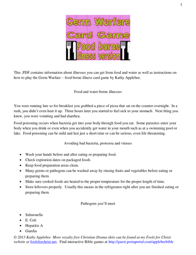 Foodborne Illness card game