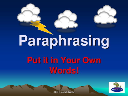 Paraphrasing PowerPoint | Teaching Resources