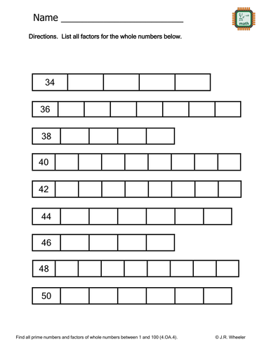 find-the-factors-worksheet