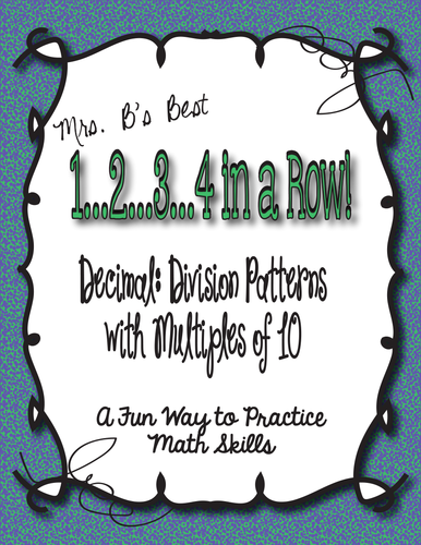 1..2..3..4 in a Row Math Game! Decimal: Division with Multiples of 10
