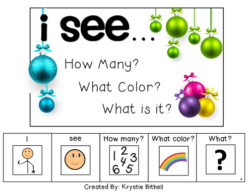 Christmas Ornament: I see... How Many?  What Color? What? Adapted Book Special Education Autism 