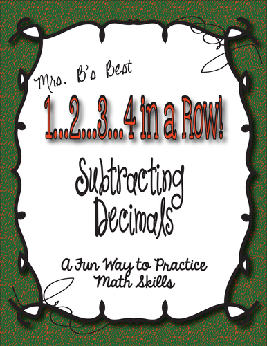 1..2..3..4 in a Row Math Game! Subtracting Decimals