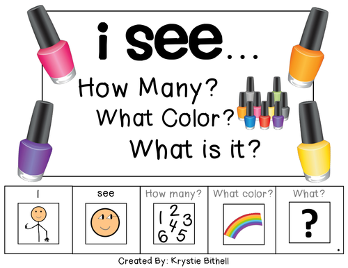 I see...How Many? Color? What? Nail Polish Adapted Book Special Education Autism