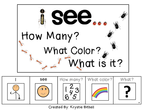 I see...How Many? Color? What? Insect Adapted Book BUGS Special Education Autism
