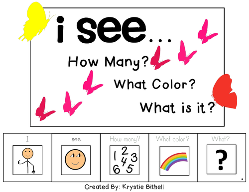 I see...How Many? Color? What? Butterfly Adapted Book Special Education Autism