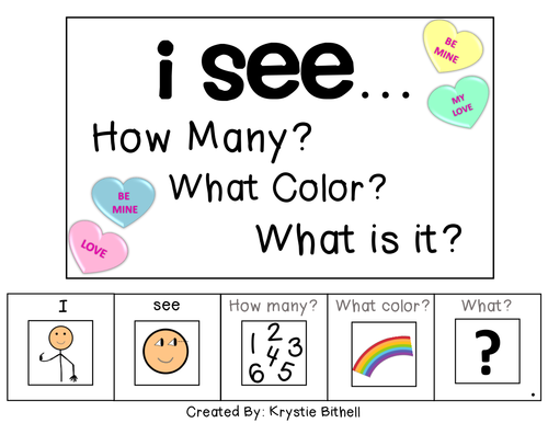 I see...How Many? Color? What? Hearts Adapted Book Special Education Autism