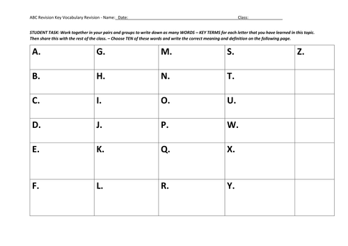 abc revision grid teaching resources