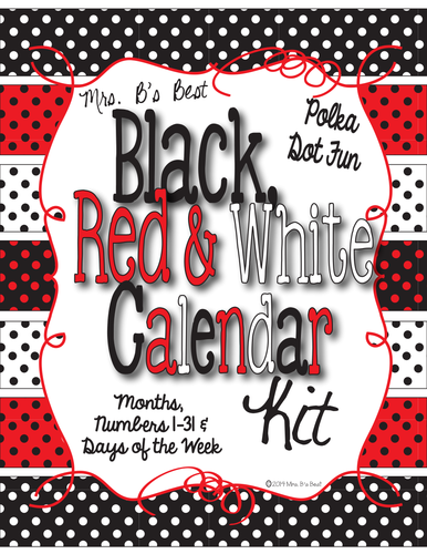 Polka Dot - Black, Red and White Calendar Kit