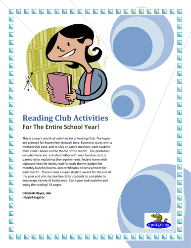 Reading Club or Book Club Activities for the Entire School Year
