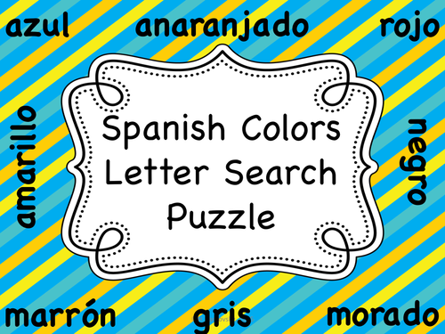 Spanish Colors Letter Search Puzzle