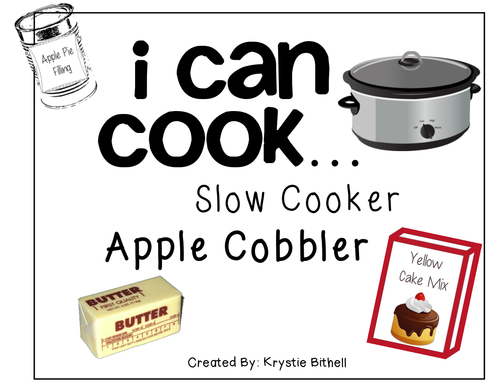 Visual Crockpot Recipe: I can cook... apple cobbler Adapted Book Special Education Autism