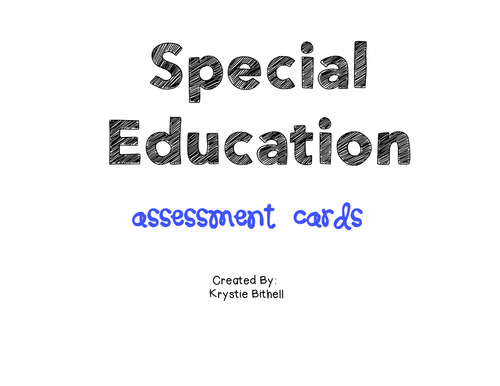 Special Education Assessment Cards 