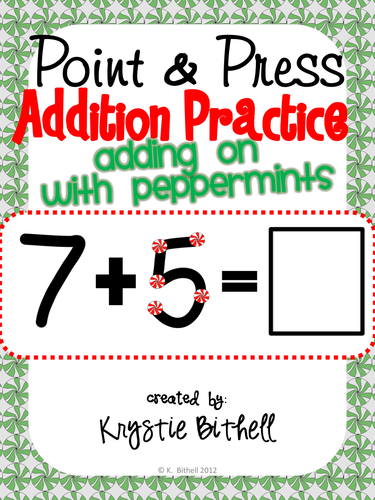 Addition Practice Adding On Point and Press with Peppermints Extra Large 1-9