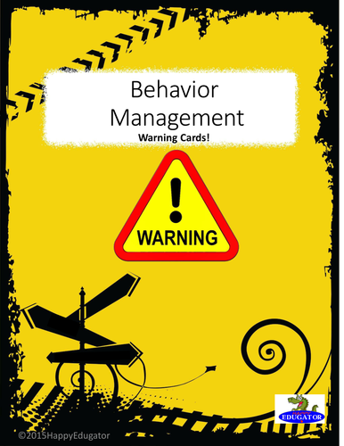 Classroom Management Warning Cards