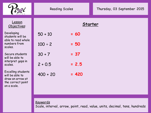 Differentiated Reading & Interpreting Scales by fionajones88 - Teaching