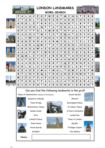 LONDON LANDMARKS WORD-SEARCH