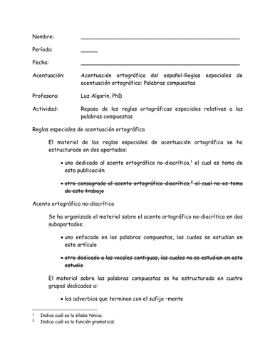 Acentuación ortográfica del español-Reglas especiales: Palabras compuestas