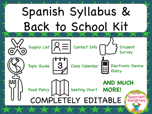 Spanish Syllabus $ Back to School Kit