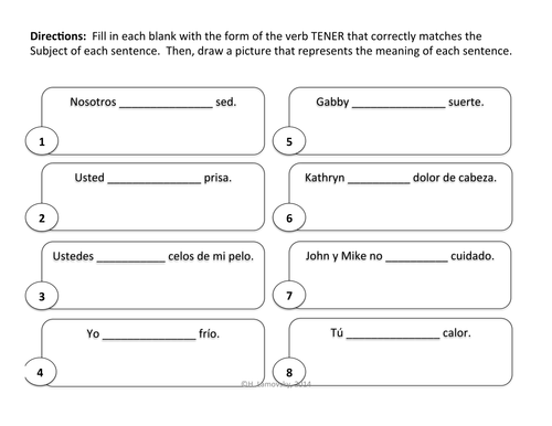 Expressions with Tener Grammar & Drawing Activity