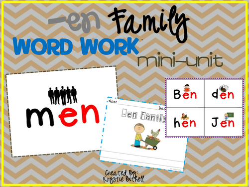 CVC Word Family Word Work -en