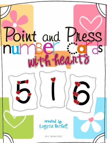 Point and Press Number Cards Hearts Valentine's Day