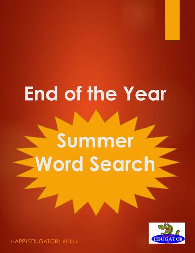 End of the Year Summer Wordsearch