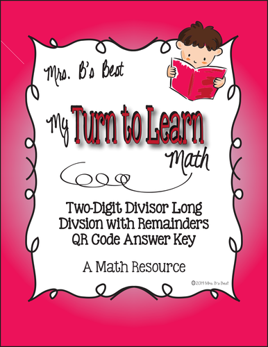 My Turn to Learn QR Code Task Cards: Two-Digit Long Division with Remainders