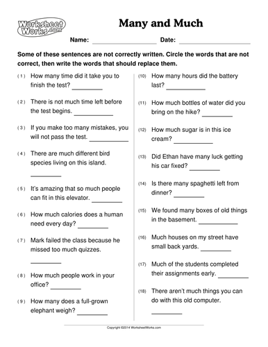 Choosing between much and many!