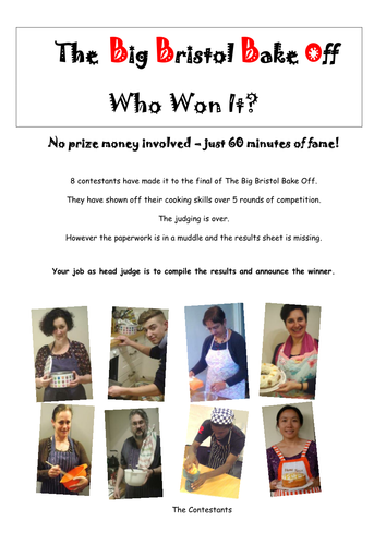 Ratio and Proportion Problem Solving Activity - The Big  Bake Off – Who Won It?