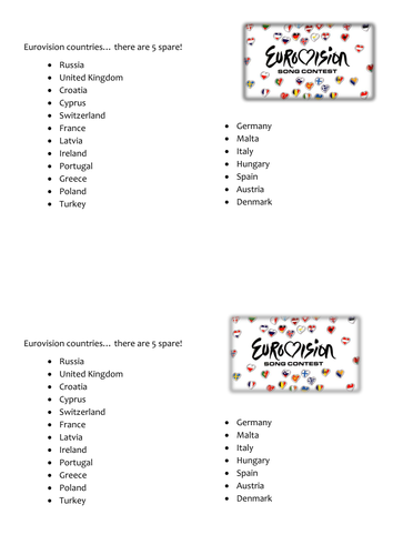 Eurovision - guess the song