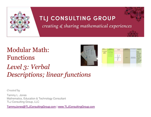 Modular Math Functions Level 3 Verbal Descriptions and Linear Functions