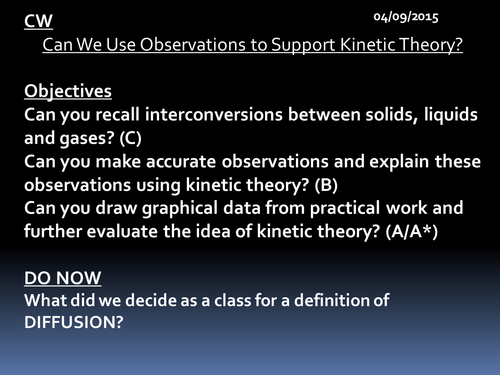 IGCSE, Section 1, States of Matter, Kinetic Theory, Complete lesson. 