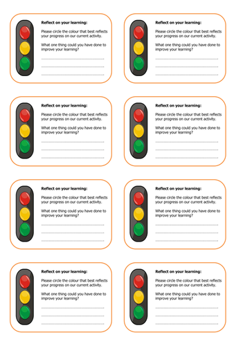 Reflect on your learning - Traffic light