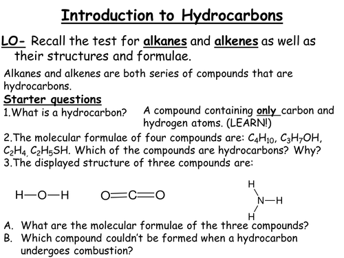 Alkanes and alkenes