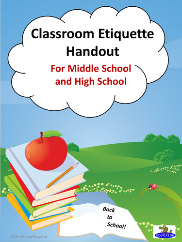Classroom Etiquette Handout for Middle School and High School