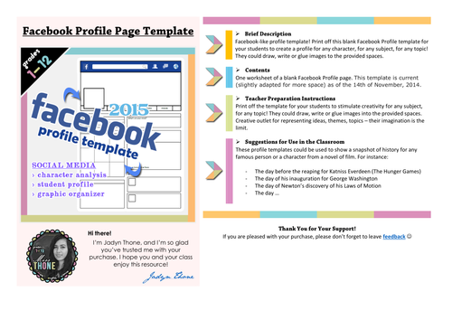 Facebook Profile Teaching Resources