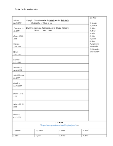 KS2/3 French - Dates / Birthdays for absolute beginners