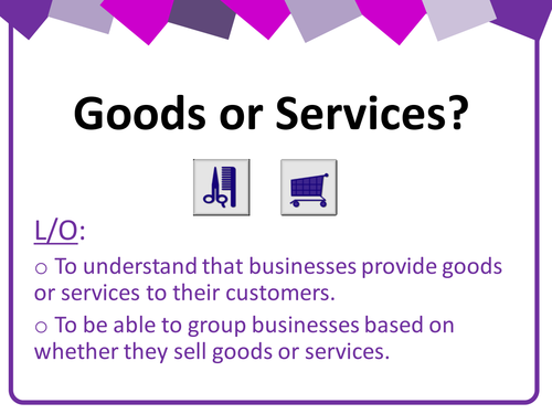 Goods or Services? Business Studies cut-out/sort activity and extension task