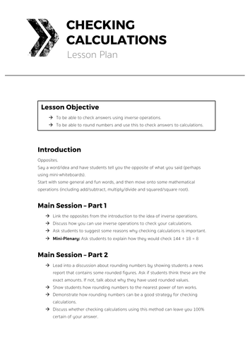 Checking Calculations - Complete Lesson