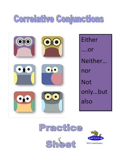 Correlative Conjunctions Practice Worksheet