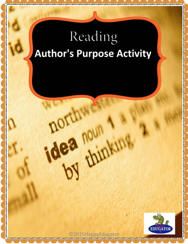 Reading - Author's Purpose Activity