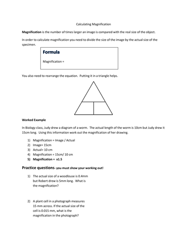 Calculating Magnification Gcse Teaching Resources