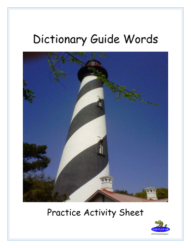 Dictionary Guide Words and Thesaurus Worksheets