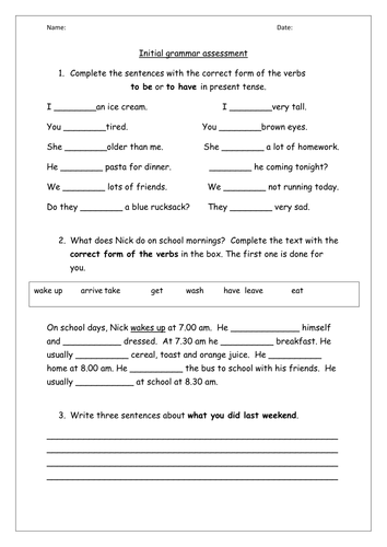 Grammar assessment for EAL children 