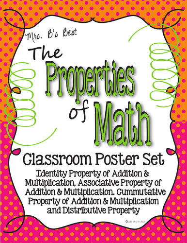 Properties of Math Posters in Tangerine and Pink Polka Dots with Lime Accents