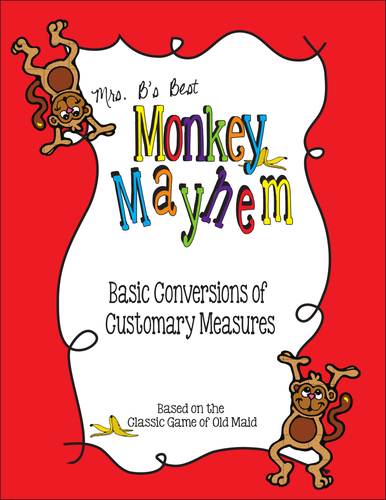 Monkey's Mayhem Card Game: Customary Measures Basic Conversion