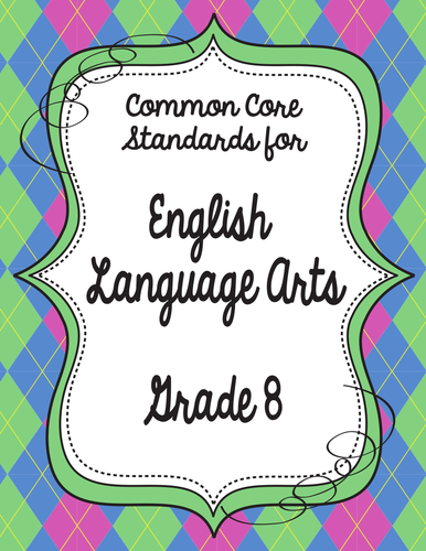 Get Organized! 8th Grade Common Core ELA Binder Organizer & Tracker